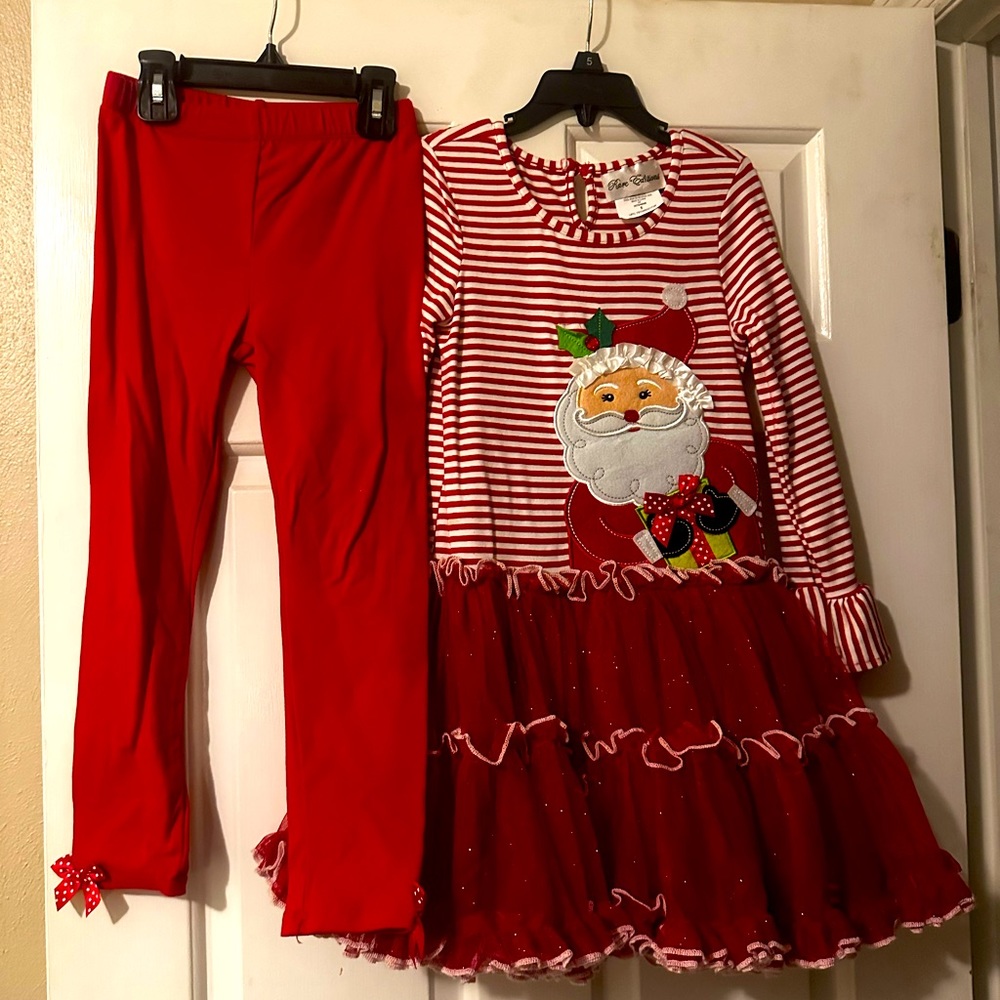Girl’s Christmas Santa Dress with leggings - Size 5